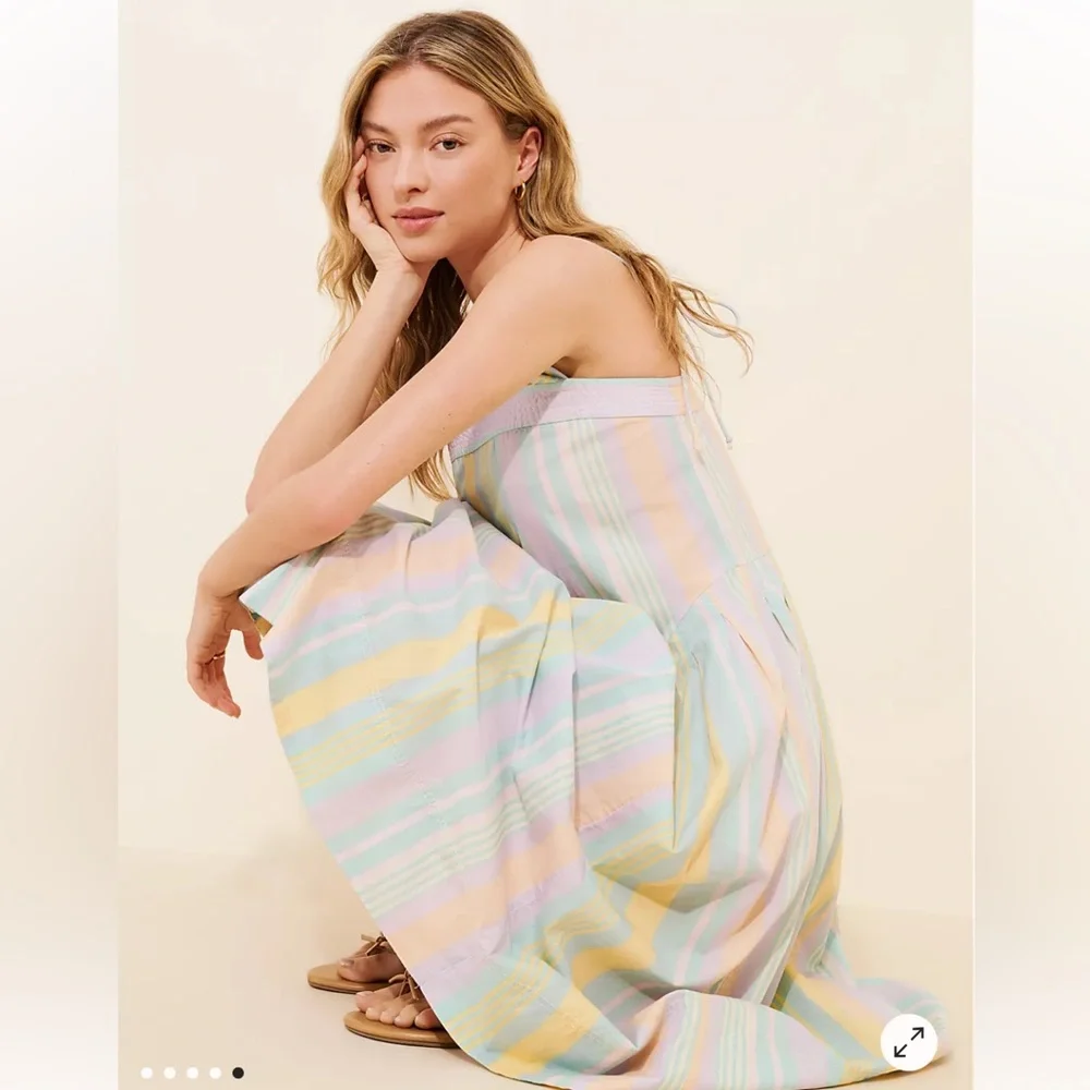NWT Free People Primavera Striped Midi Dress in Pastel